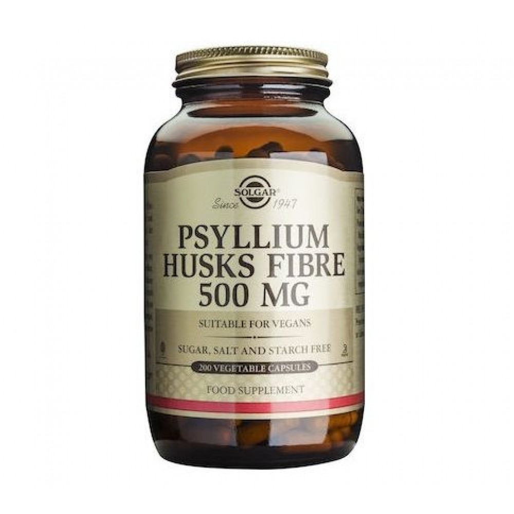 Solgar Psyllium Husks Fibre – Φυσικές Ίνες Ψυλλίου για Δυσκοιλιότητα, Πέψη & Εντερική Υγεία, 500mg, 200 Κάψουλες Συμπληρώματα διατροφής