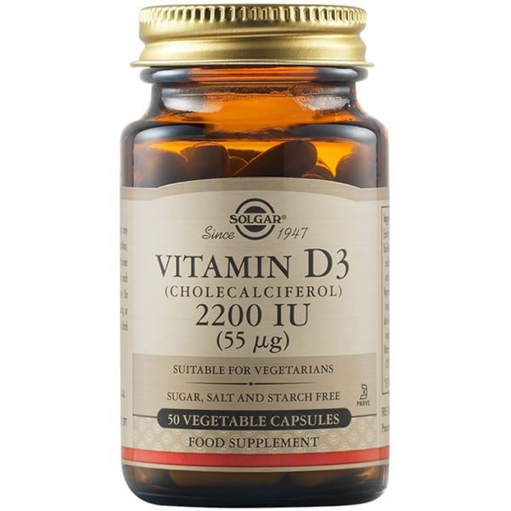 Solgar Vitamin D3 2200 IU 50 Vegicaps | Βιταμίνη D3 για Ισχυρό Ανοσοποιητικό Συμπληρώματα διατροφής