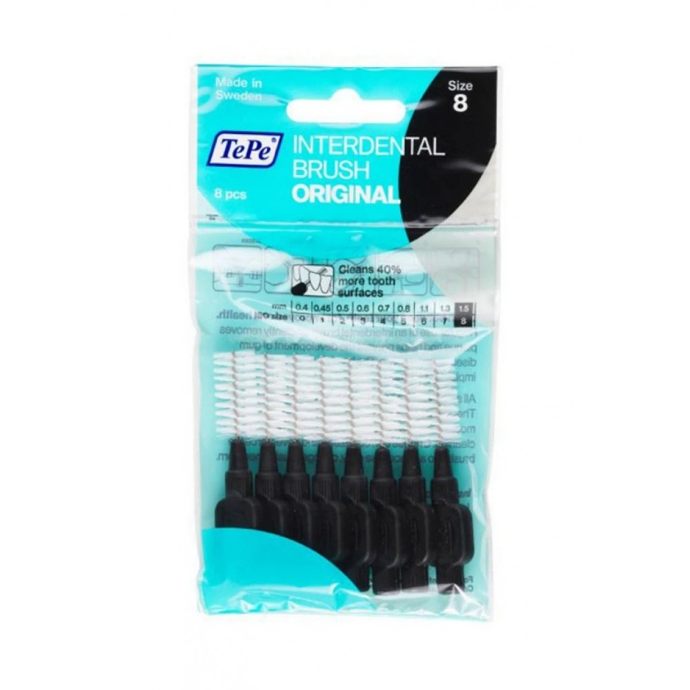 TePe Interdental Brush No7 Μαύρο 1.5mm – Μεσοδόντια Βουρτσάκια για Ευρύχωρα Διαστήματα, 8τεμ Στοματική φροντίδα