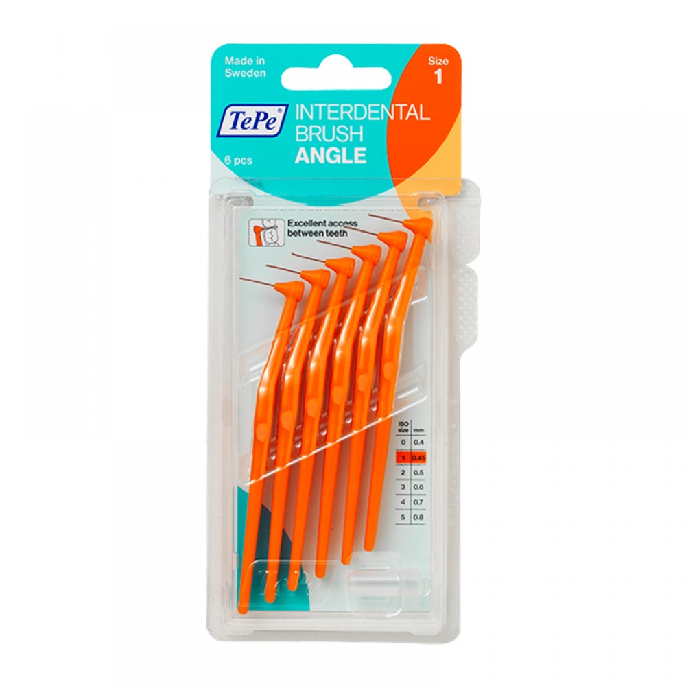 TePe Angle Interdental Brush No1 Πορτοκαλί 0.45mm – Γωνιακό Μεσοδόντιο Βουρτσάκι για Στενά Διαστήματα (6τμχ) Στοματική φροντίδα