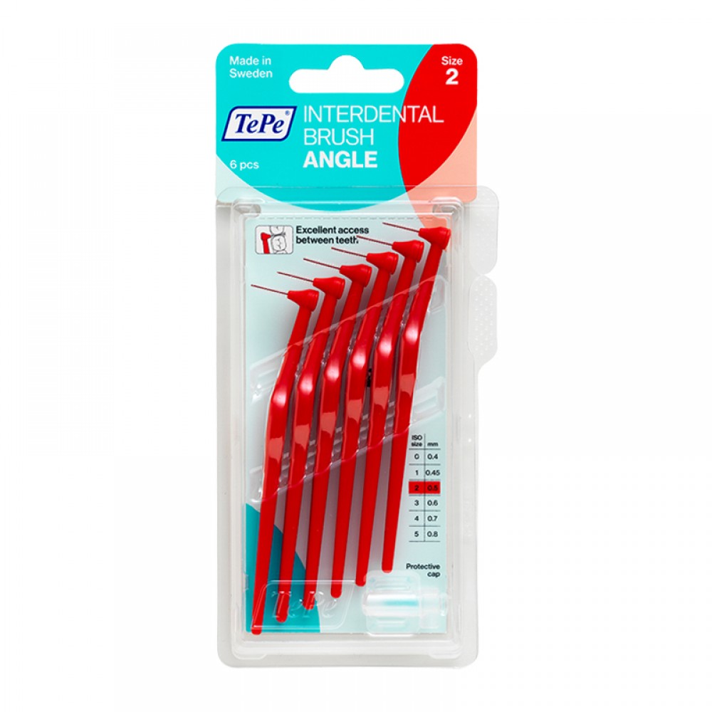 TePe Angle Interdental Brush No2 Κόκκινο 0.5mm – Γωνιακά Μεσοδόντια Βουρτσάκια για Στοχευμένη Καθαριότητα (6τμχ) Στοματική φροντίδα