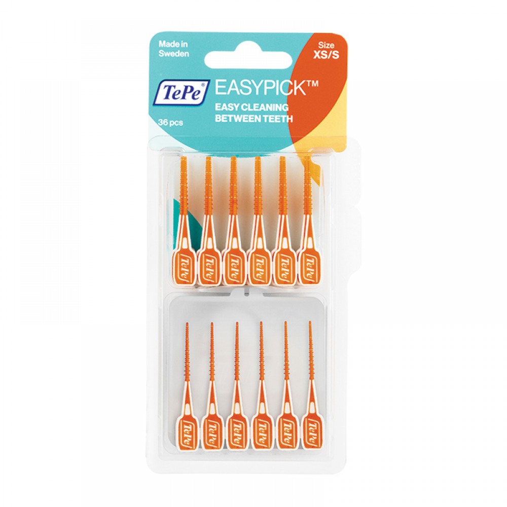 TePe EasyPick XS/S Ενισχυμένη Ελαστική Οδοντογλυφίδα – Πορτοκαλί, 36 τεμάχια Στοματική φροντίδα