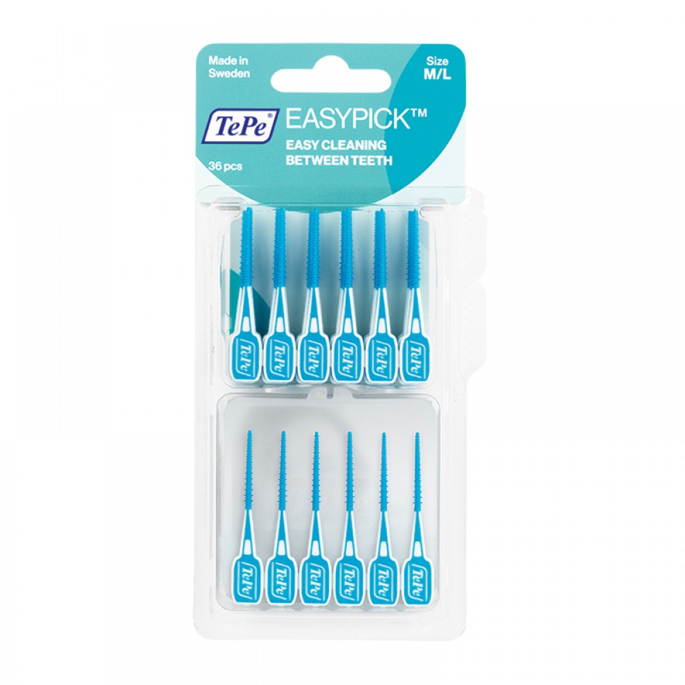 TePe EasyPick M/L Ενισχυμένη Ελαστική Οδοντογλυφίδα – Τιρκουάζ, 36 τεμάχια Στοματική φροντίδα