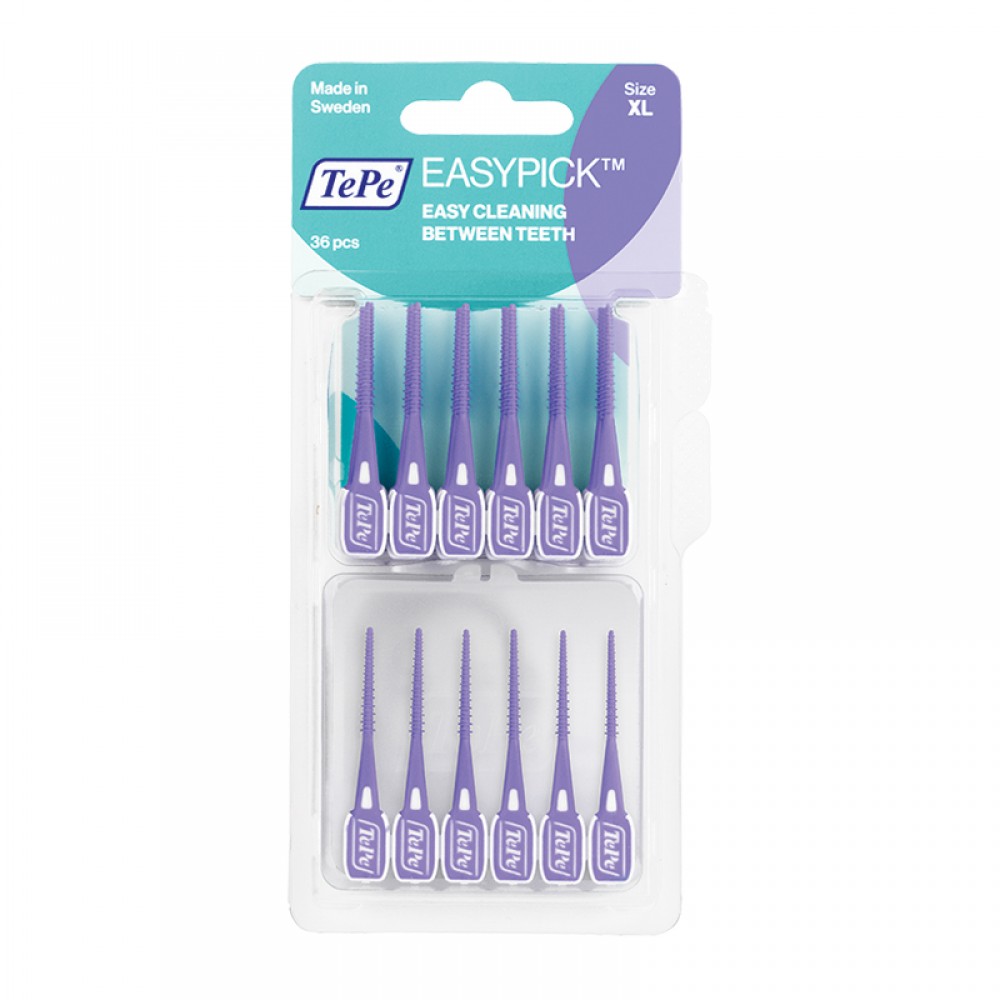 TePe EasyPick XL Ενισχυμένη Ελαστική Οδοντογλυφίδα – Μωβ, 36 τεμάχια Στοματική φροντίδα