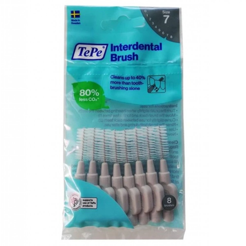 TePe Interdental Brush No7 Γκρι 1.3mm – Μεγάλα Μεσοδόντια Βουρτσάκια για Προχωρημένη Φροντίδα (8τμχ) Στοματική φροντίδα