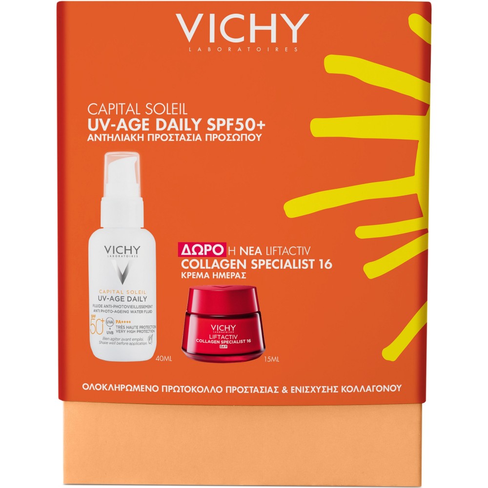Vichy Promo Capital Soleil UV-Age Daily SPF50+ 40ml – Δώρο Liftactiv Collagen Specialist Day Cream 15ml Αντηλιακά