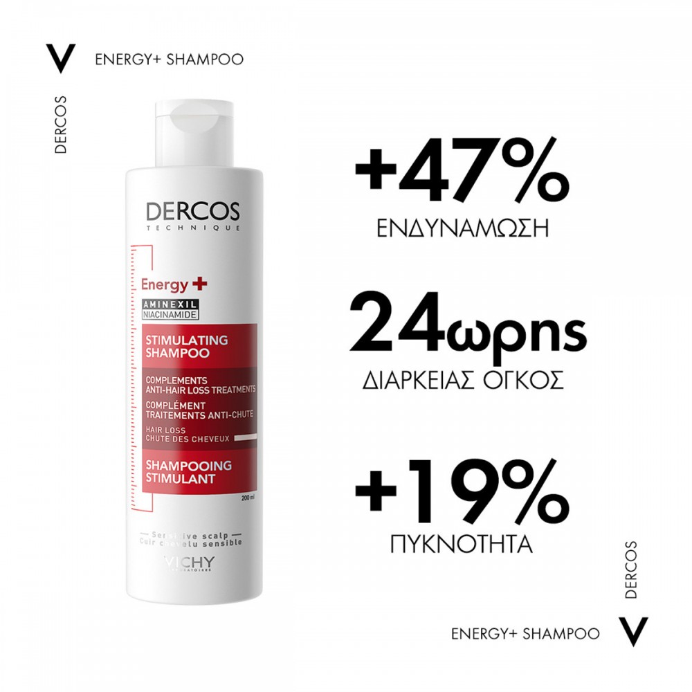 Dercos Energy+ Σαμπουάν Κατά της Τριχόπτωσης με Aminexil & Νιασιναμίδη 200ml Φροντίδα μαλλιών