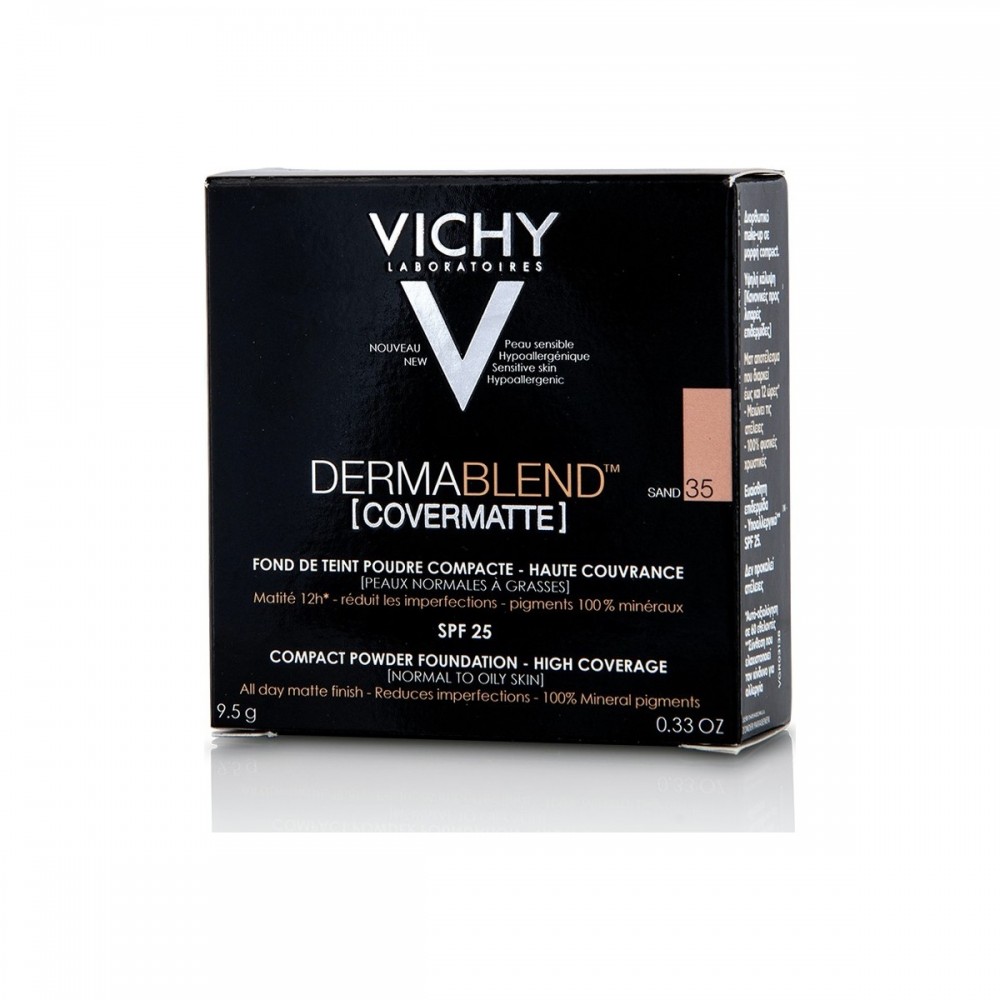 Vichy Dermablend Covermatte SPF25 – Πούδρα Κάλυψης 35 Sand, 9.5g | Ματ Φινίρισμα & Προστασία SPF Καλλυντικά