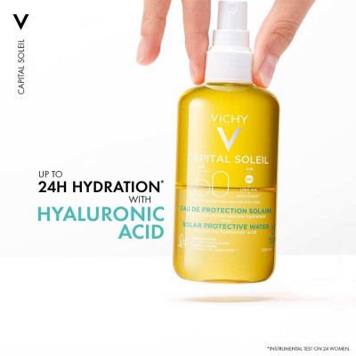 Vichy Capital Soleil Αντηλιακό Νερό SPF50 με Υαλουρονικό Οξύ 200ml – Ενυδάτωση & Υψηλή Προστασία