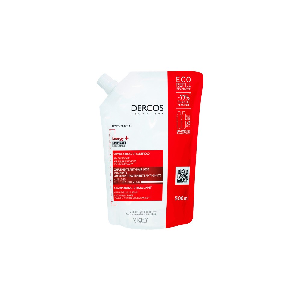Vichy Dercos Energy+ Refill Σαμπουάν Κατά της Τριχόπτωσης – Οικολογική Ανταλλακτική Συσκευασία 500ml Φροντίδα μαλλιών