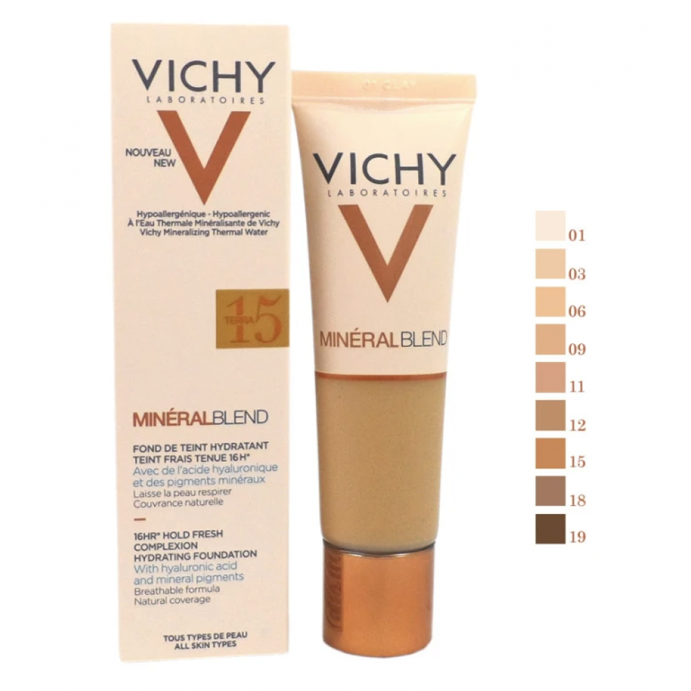 Vichy Minéralblend Make-Up Fluid 15 Terra – Ενυδατικό Make-Up με Φυσικό Τελείωμα για Ζεστούς Τόνους Δέρματος, 30ml Καλλυντικά