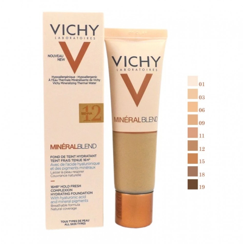 Vichy Minéralblend Make-Up Fluid 12 Sienna – Φυσικό Make-Up με Ενυδατική Δράση & Ανάλαφρη Κάλυψη, 30ml Καλλυντικά