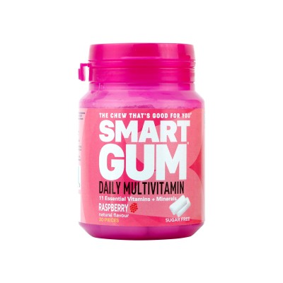 Smart Gum Daily Multivitamin Raspberry – Πολυβιταμινούχες Τσίχλες 30 τεμ.