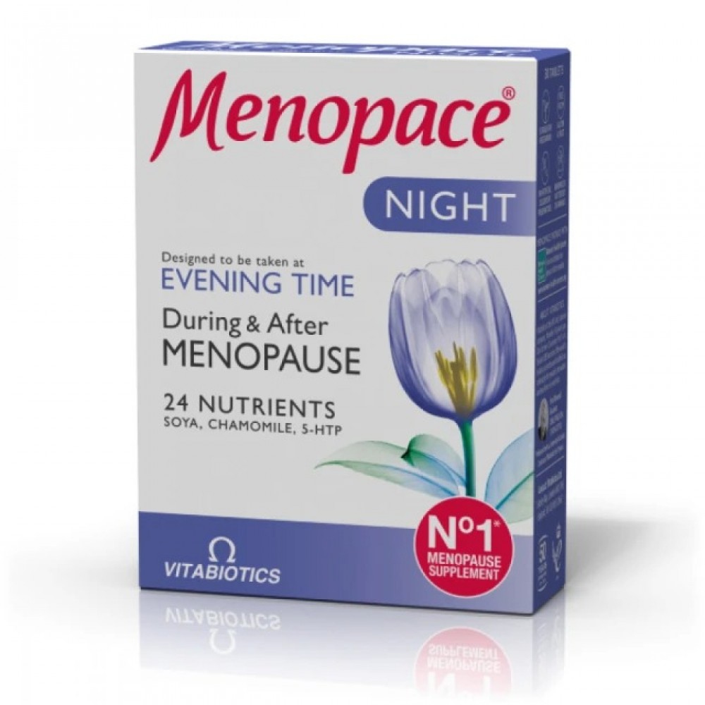 Vitabiotics Menopace Night – Φυσική Υποστήριξη για την Εμμηνόπαυση & τη Νυχτερινή Ξεκούραση Συμπληρώματα διατροφής