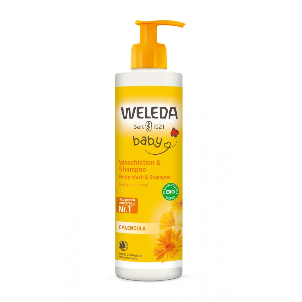 Weleda Baby Shampoo & Body Wash Καλέντουλα 400 ml – Ιδανική Φροντίδα για Απαλό Καθάρισμα Βρεφανάπτυξη