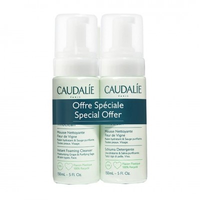 Caudalie Vinoclean Promo Απαλός Αφρός Καθαρισμού Προσώπου 2x150ml – Διπλή Συσκευασία Οικονομίας