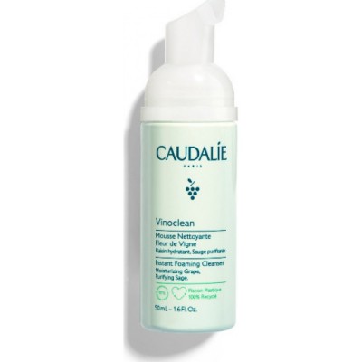Caudalie Vinoclean Instant Foaming Cleanser 50ml – Απαλός Φυτικός Αφρός Καθαρισμού Προσώπου για Καθημερινή Φροντίδα