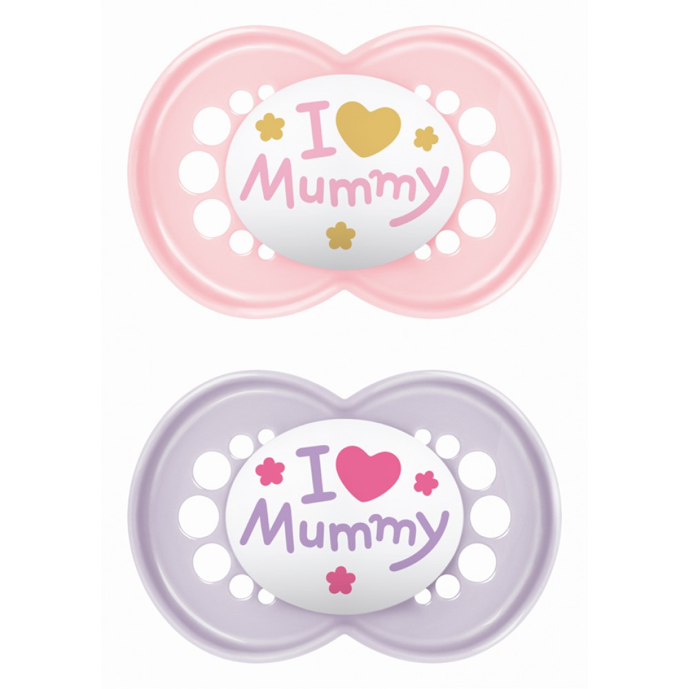 Mam Πιπίλα Ι Love Mummy & Daddy Σιλικόνης 16+ μηνών 2τμχ Βρεφανάπτυξη