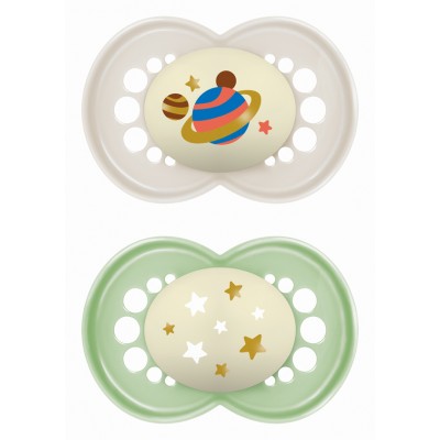 Mam Πιπίλα Original Night Σιλικόνης 16+ Μηνών – 2 Τεμάχια | Φωσφορίζουσα & Ορθοδοντική