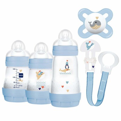 MAM Gift Set Νεογέννητου Μπλε – Ολοκληρωμένο Σετ Φροντίδας & Ταΐσματος για Αγοράκια από 0 Μηνών