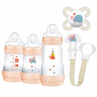 MAM Gift Set Ροζ για Νεογέννητα – Πλήρες Σετ Ταΐσματος & Φροντίδας από 0 Μηνών με Αντικολική Τεχνολογία