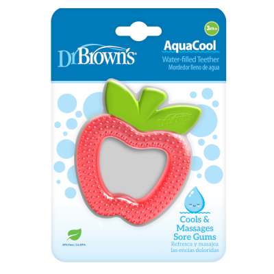 Dr. Brown’s AquaCool Κρίκος Οδοντοφυΐας με Νερό – Μήλο 3m+ για Φυσική Ανακούφιση & Καταπράυνση Ούλων